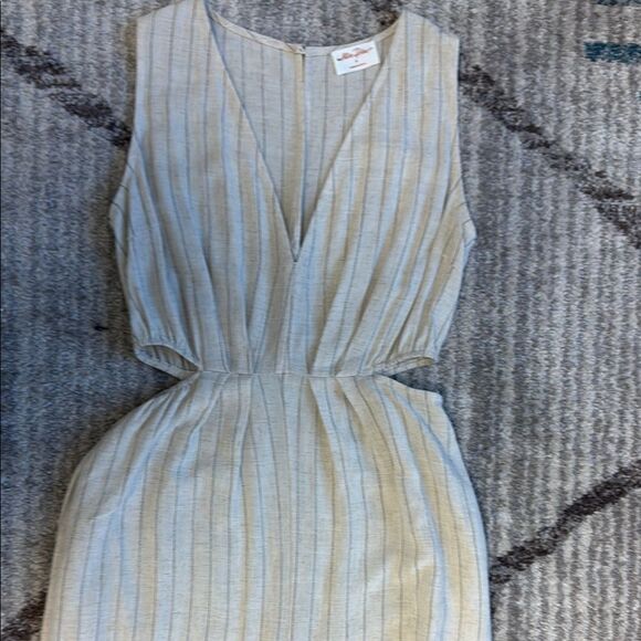 Allie Rose Striped Sleeveless Linen Jumpsuit S - Picture 3 of 5